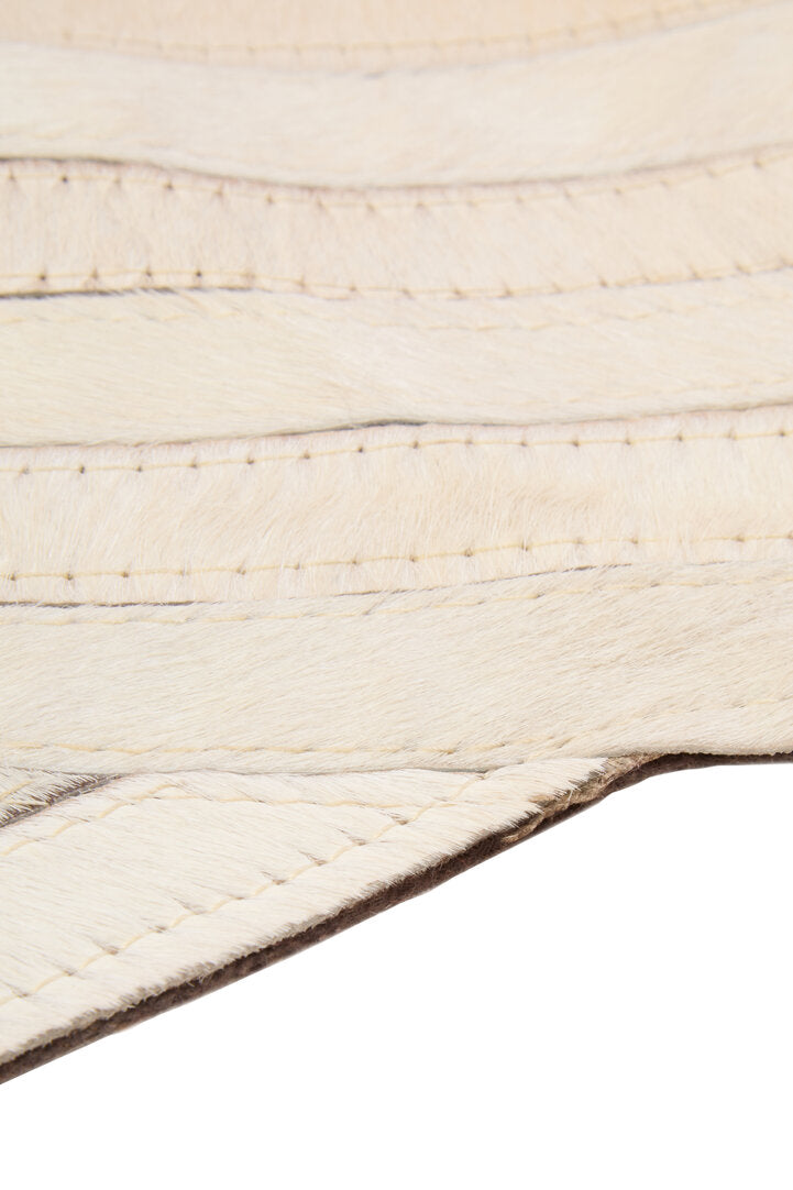 Luxury Cream Genuine Cowhide Leather Abstract Rug