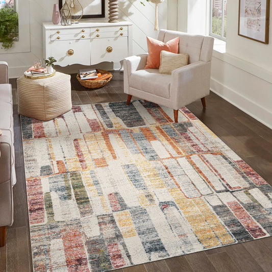 Aress Slate Multicoloured Washable Rug