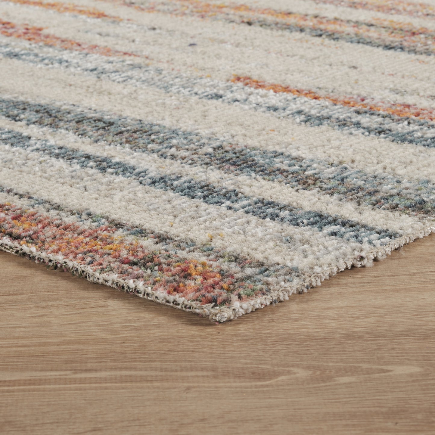 Aress Stripe Multicoloured Washable Rug