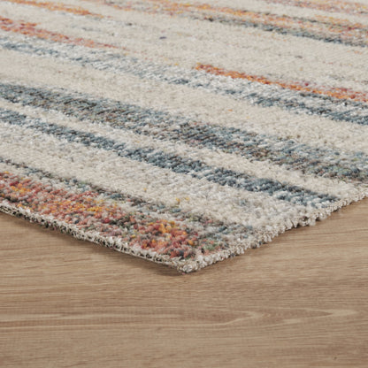 Aress Stripe Multicoloured Washable Rug