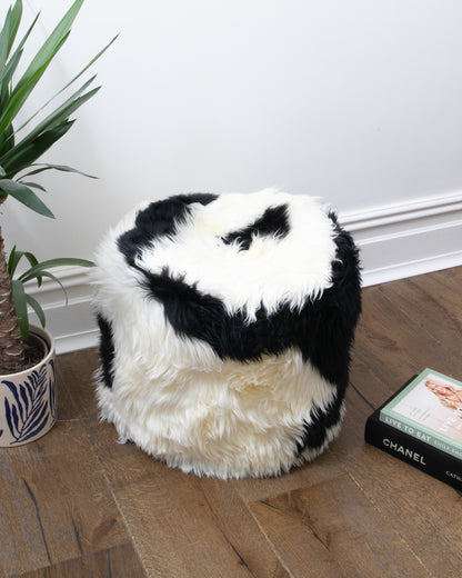 Black & White Filled Sheepskin Pouffe
