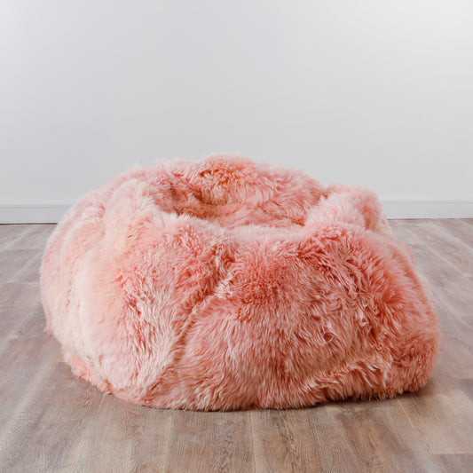 XL Blush Pink Sheepskin Luxurious Beanbag