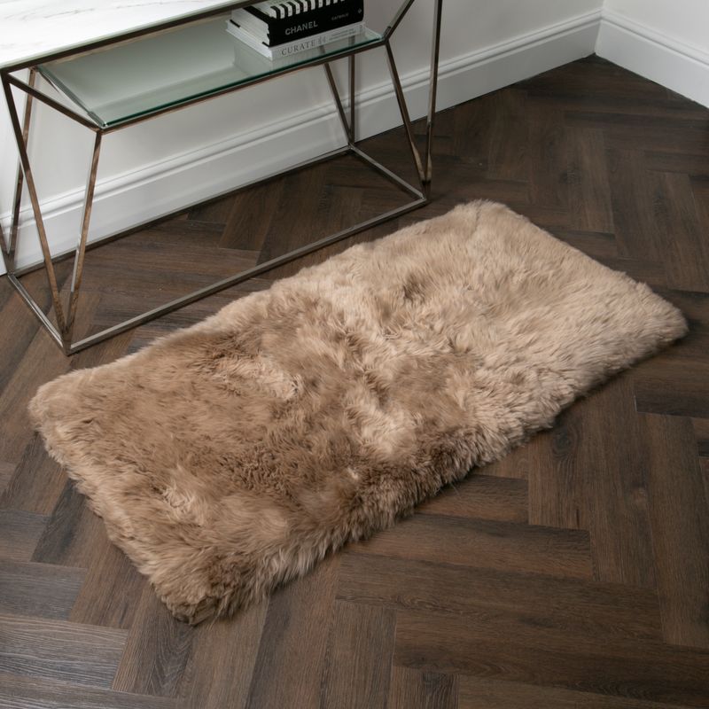 Light Brown Rectangular Genuine NZ Sheepskin Rug 70cm x 140cm