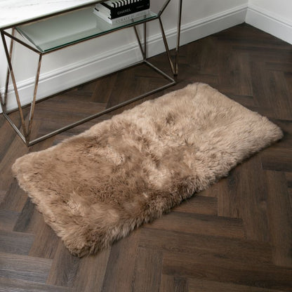 Light Brown Rectangular Genuine NZ Sheepskin Rug 70cm x 140cm