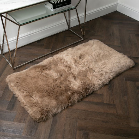 Light Brown Rectangular Genuine NZ Sheepskin Rug 70cm x 140cm