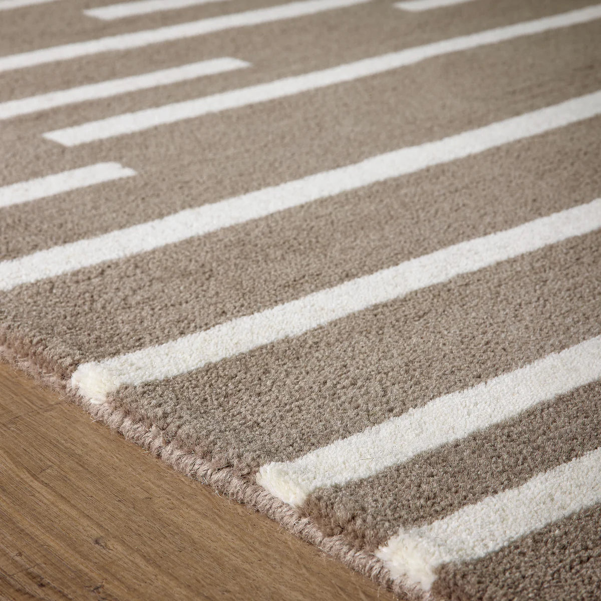Origins Broken Stripe Beige Modern Wool Rug