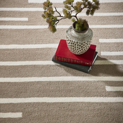 Origins Broken Stripe Beige Modern Wool Rug