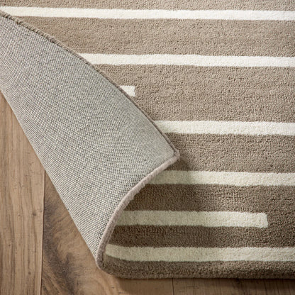 Origins Broken Stripe Beige Modern Wool Rug