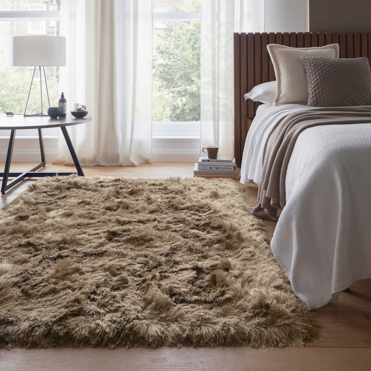Origins Glamour Deluxe Champagne Light Brown Soft Pile Rug