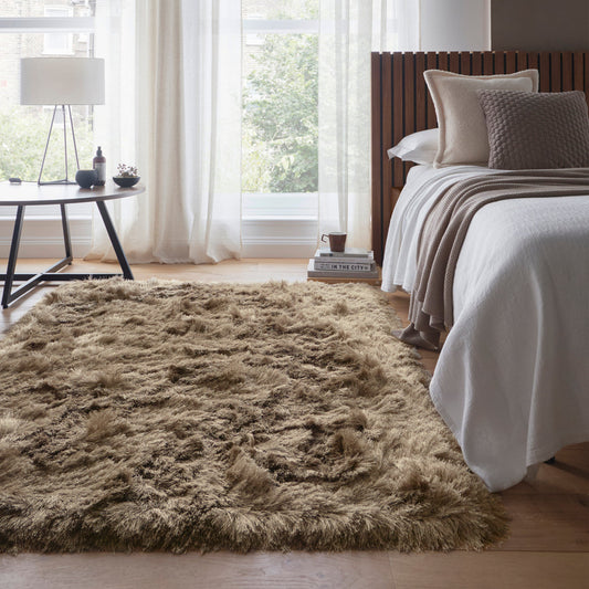 Origins Glamour Deluxe Champagne Light Brown Soft Pile Rug