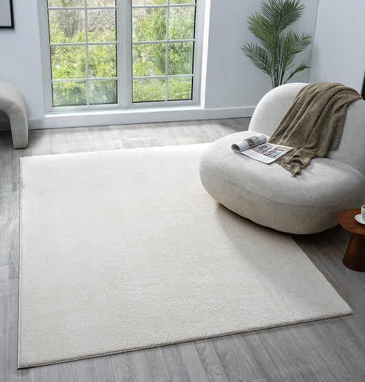 Comfy Plain Cream Washable Rug