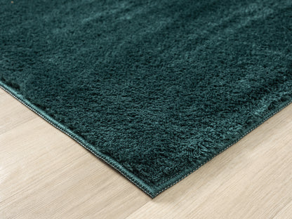 Comfy Plain Emerald Green Washable Rug