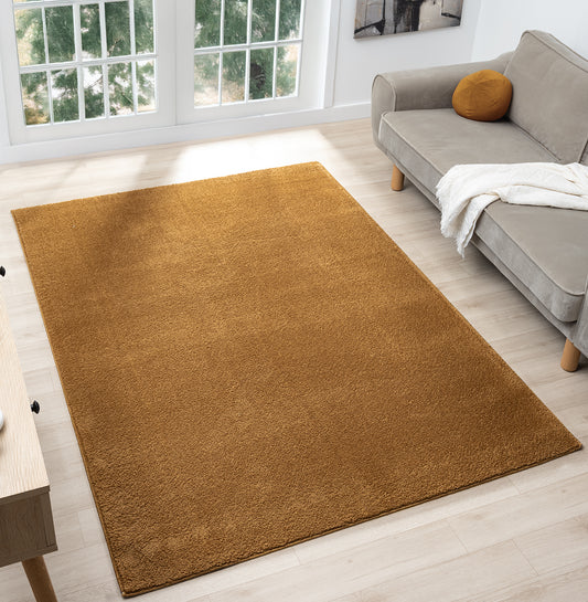 Comfy Plain Gold Washable Rug