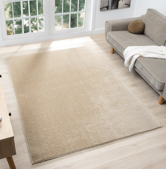 Comfy Plain Beige Washable Rug