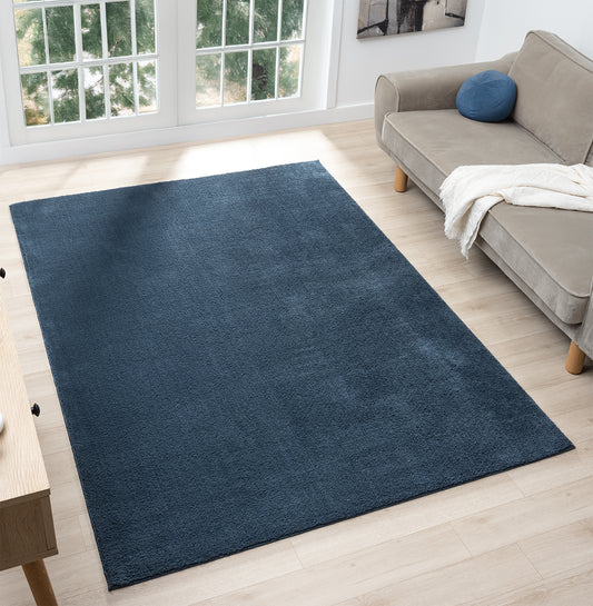 Comfy Plain Navy Blue Rug