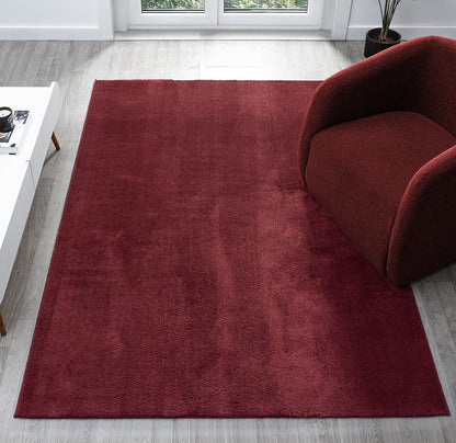 Comfy Plain Red Washable Rug