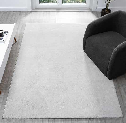 Comfy Plain Silver Washable Rug