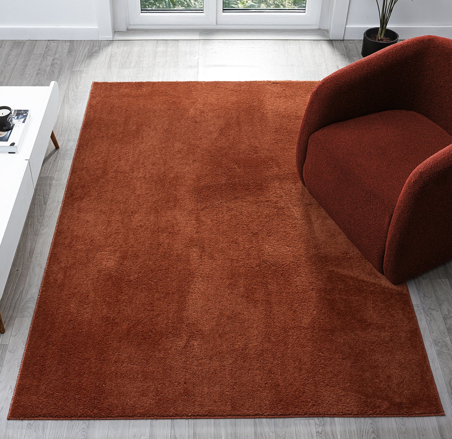 Comfy Plain Brown Terracotta Washable Rug