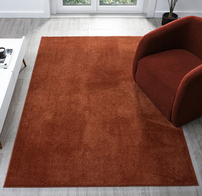 Comfy Plain Brown Terracotta Washable Rug