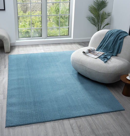 Comfy Plain Blue Rug