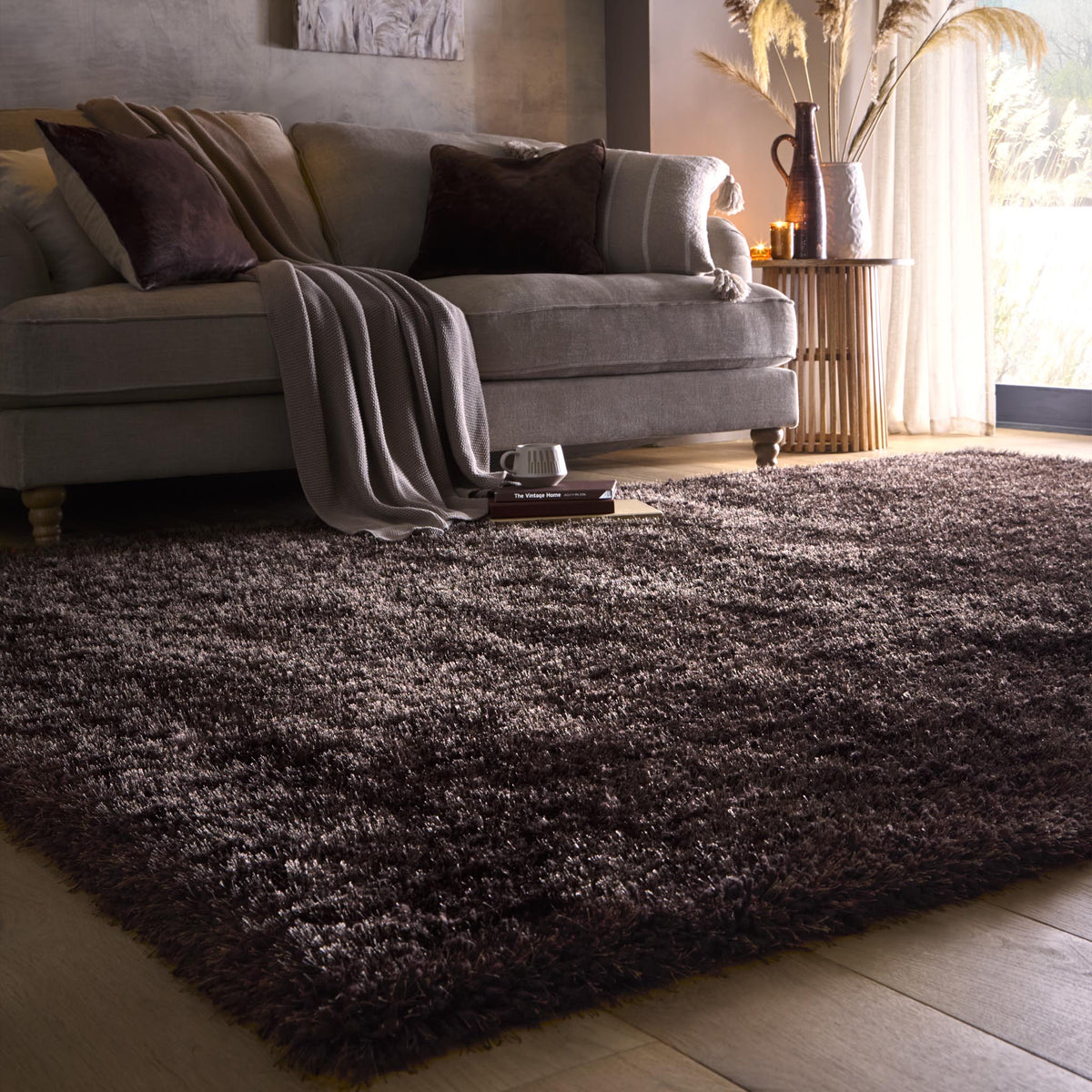 Origins Chicago Chocolate Brown Soft Pile Shaggy Rug