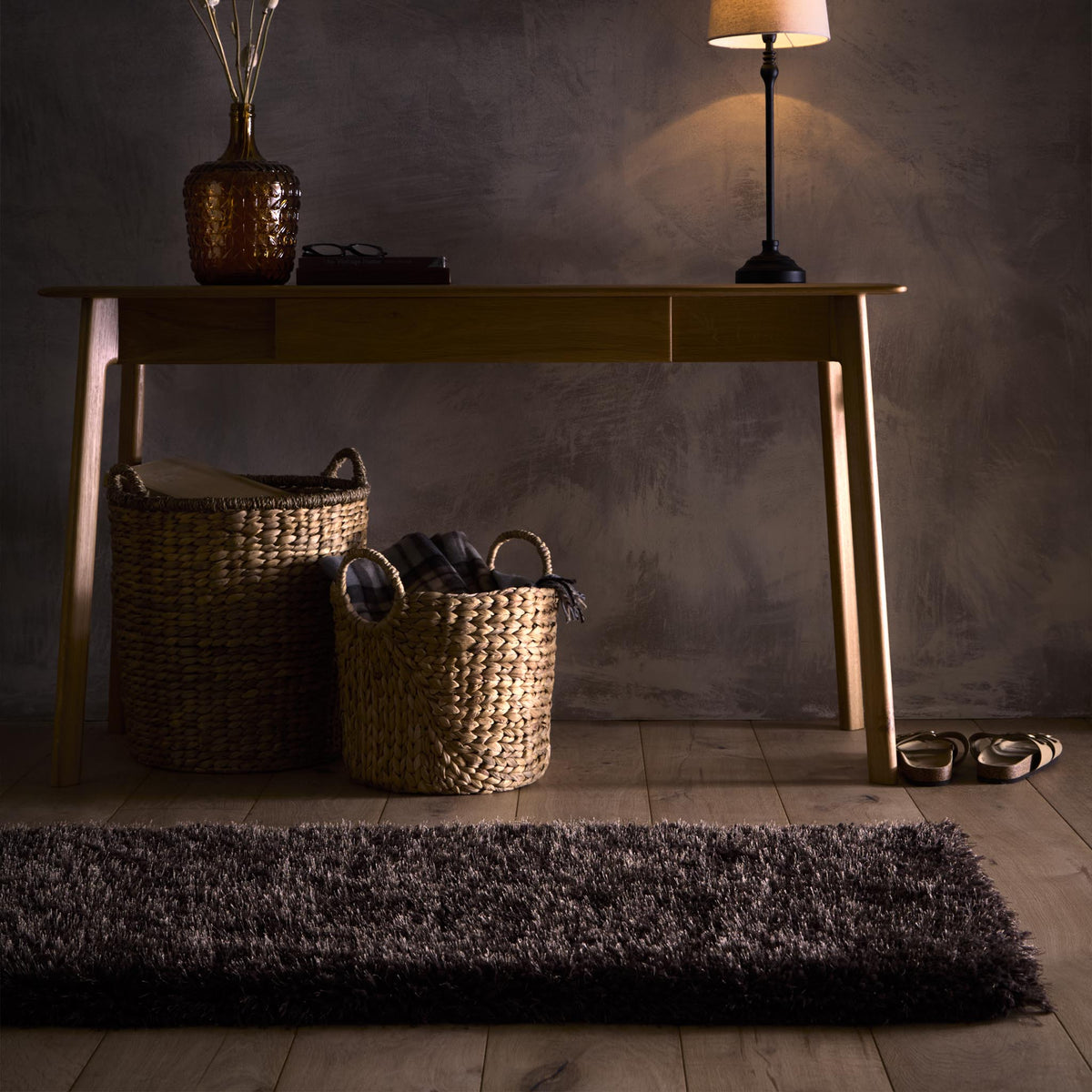 Origins Chicago Chocolate Brown Soft Pile Shaggy Rug