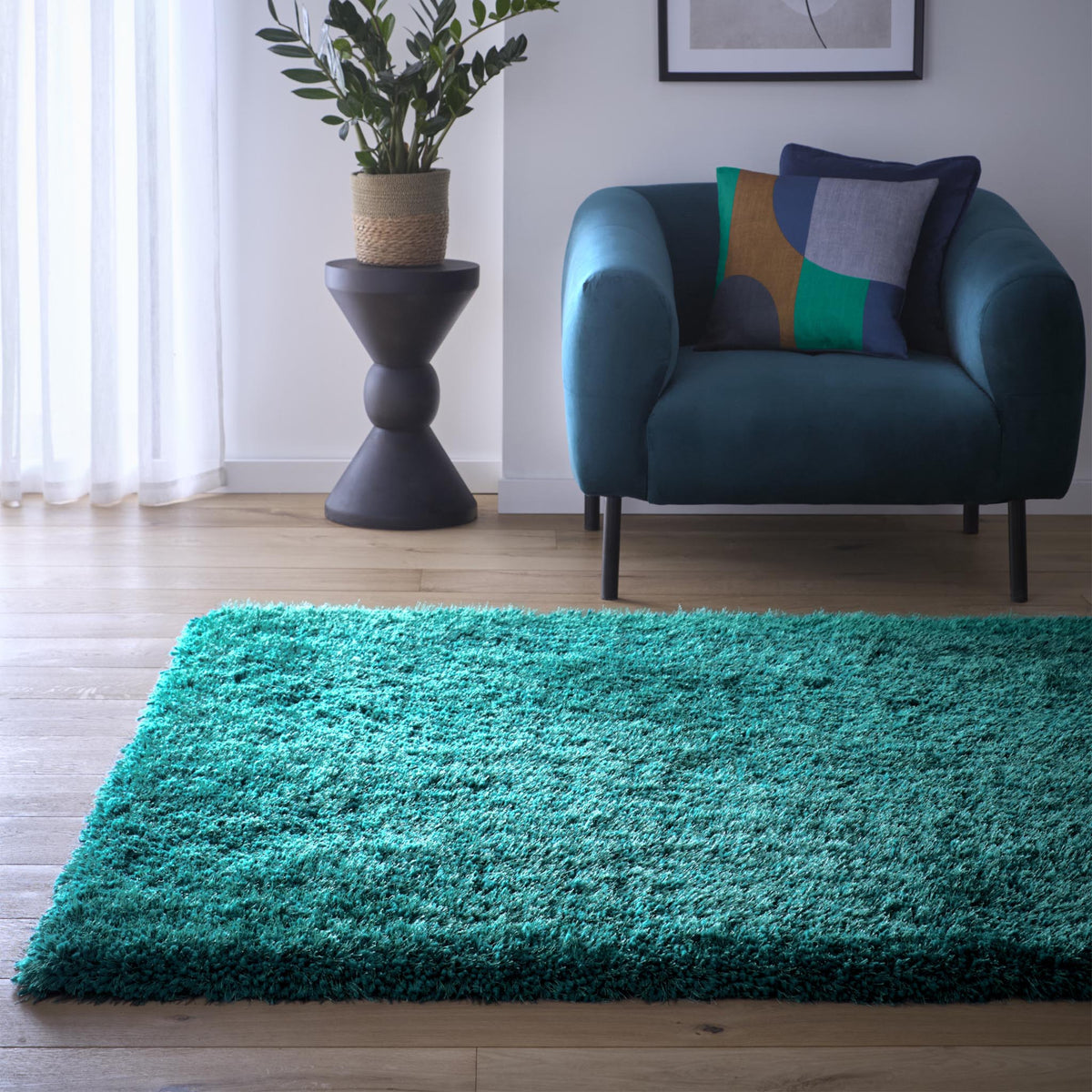 Origins Chicago Dark Teal Soft Pile Shaggy Rug