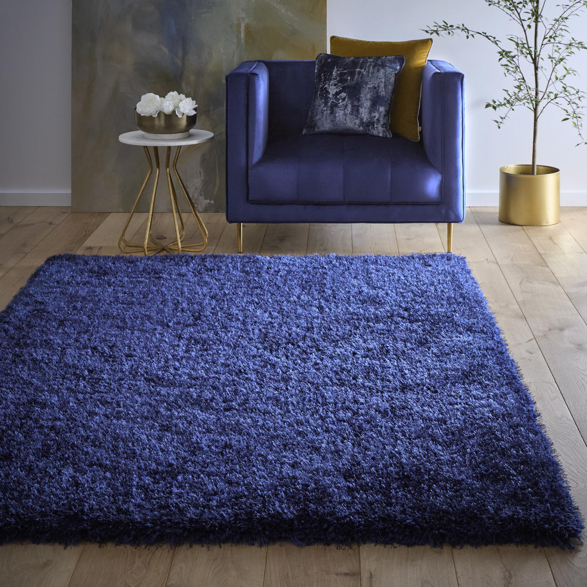Origins Chicago Indigo Soft Pile  Shaggy Rug