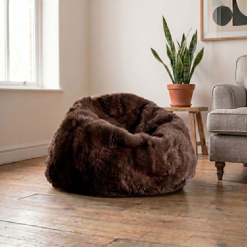 XL Chocolate Brown New Zealand Sheepskin Beanbag