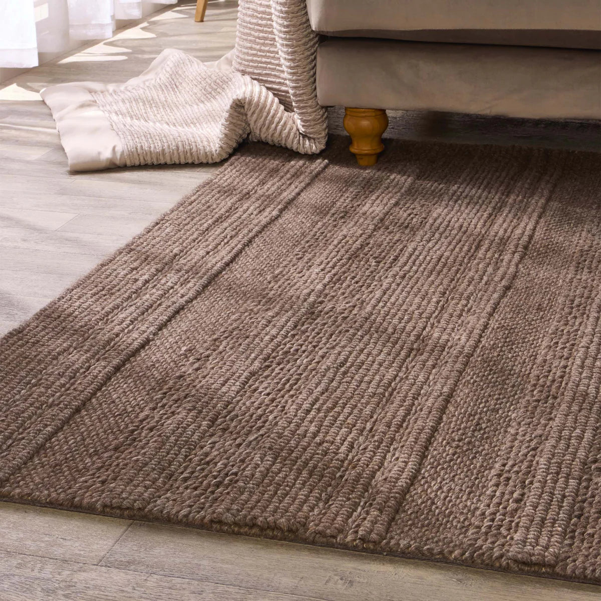 Origins Chunky Knit Brown Wool Rug