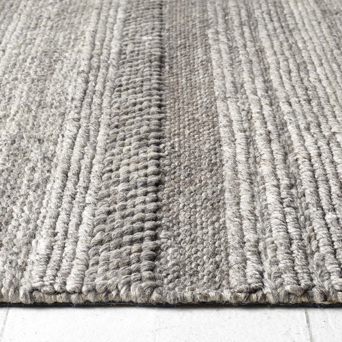 Origins Chunky Knit Natural / Grey Wool Rug