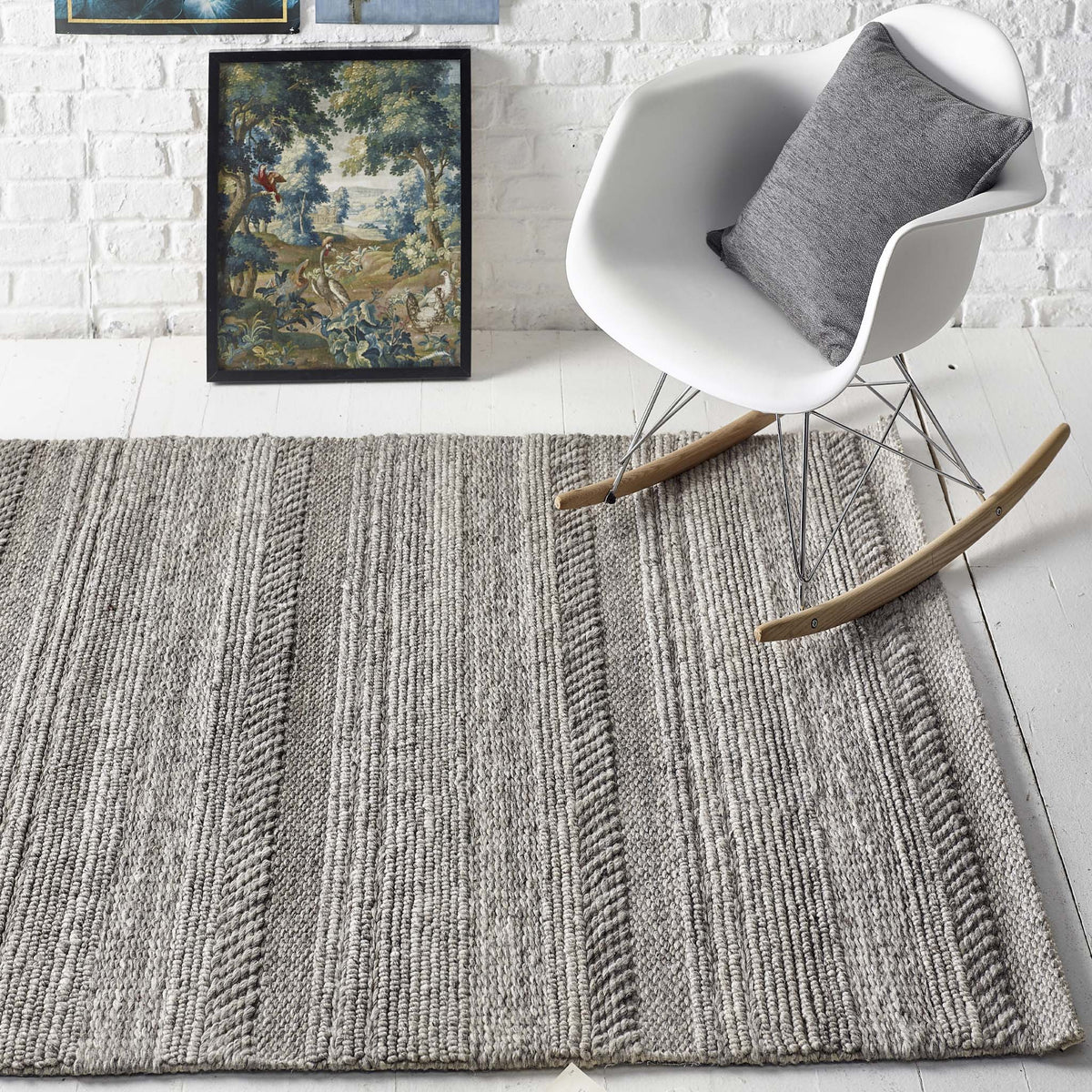 Origins Chunky Knit Natural / Grey Wool Rug