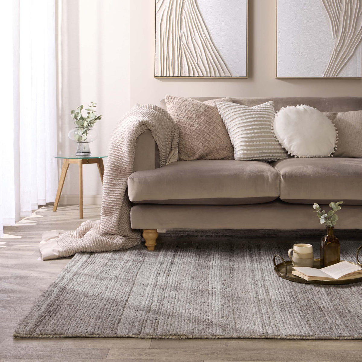 Origins Chunky Knit Natural / Grey Wool Rug