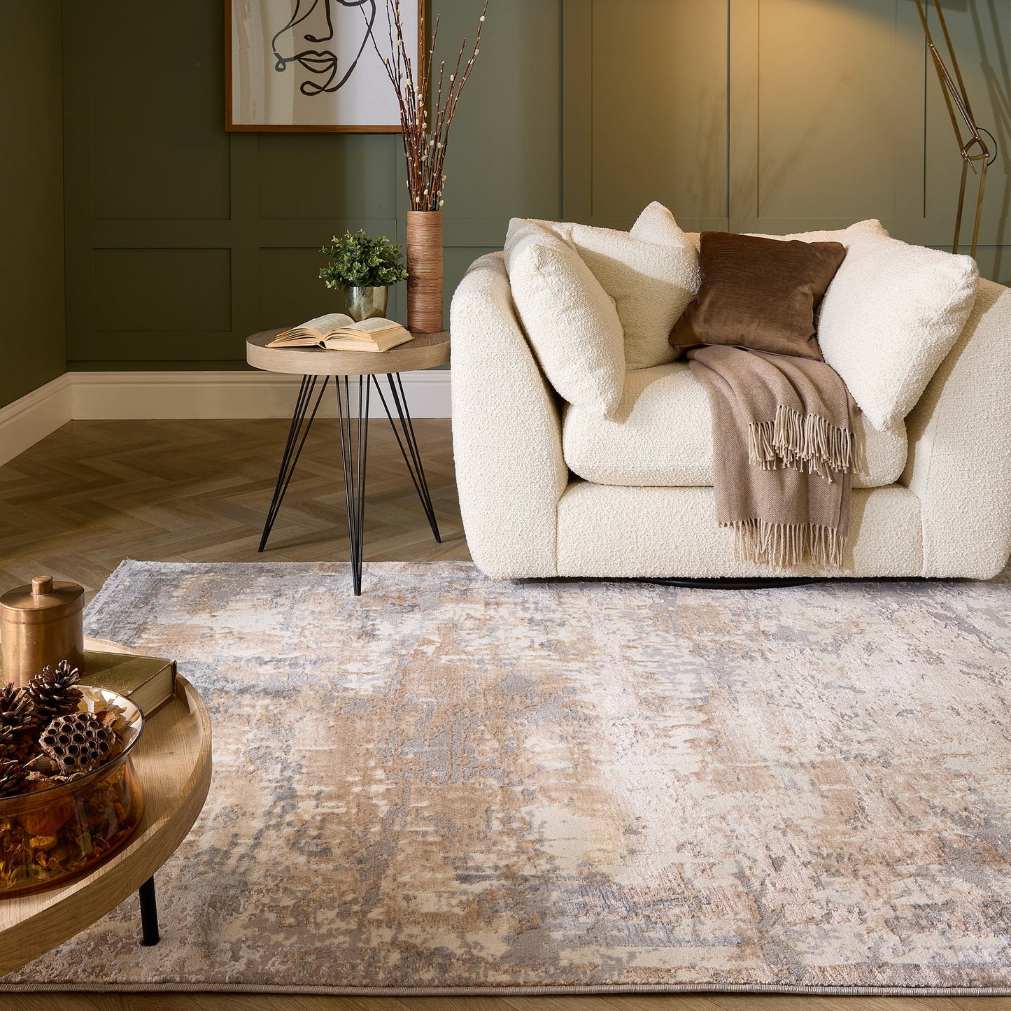 Origins Aura Cosimo Large Distressed Blue Grey Rug 160cm x 230cm