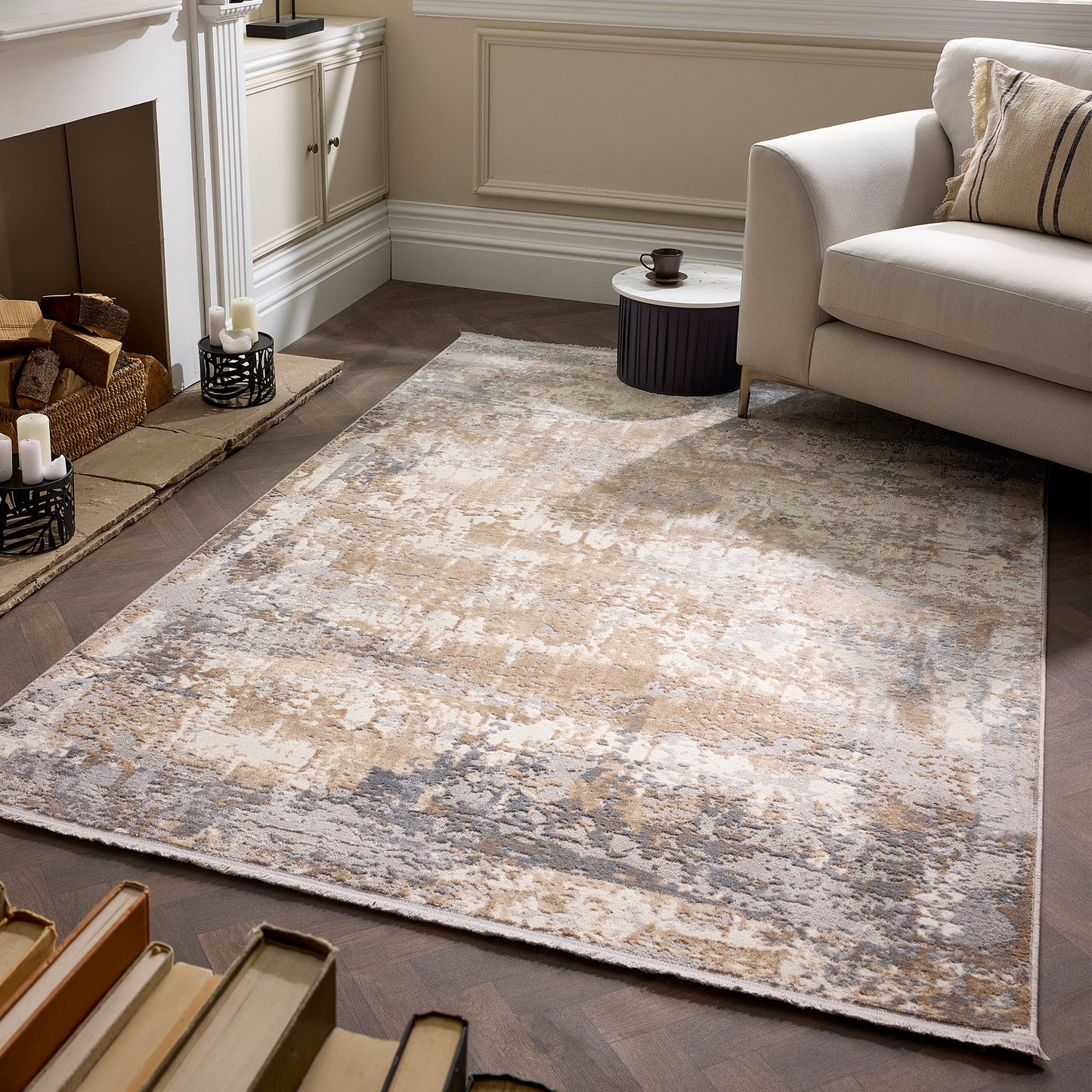 Origins Aura Cosimo Large Distressed Blue Grey Rug 160cm x 230cm