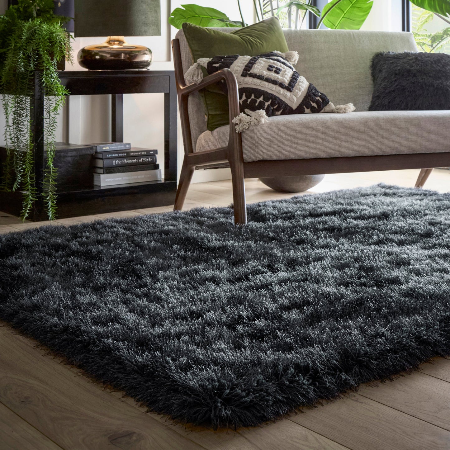 Origins Extravagance Large Dark Grey Rug 160cm X 230cm