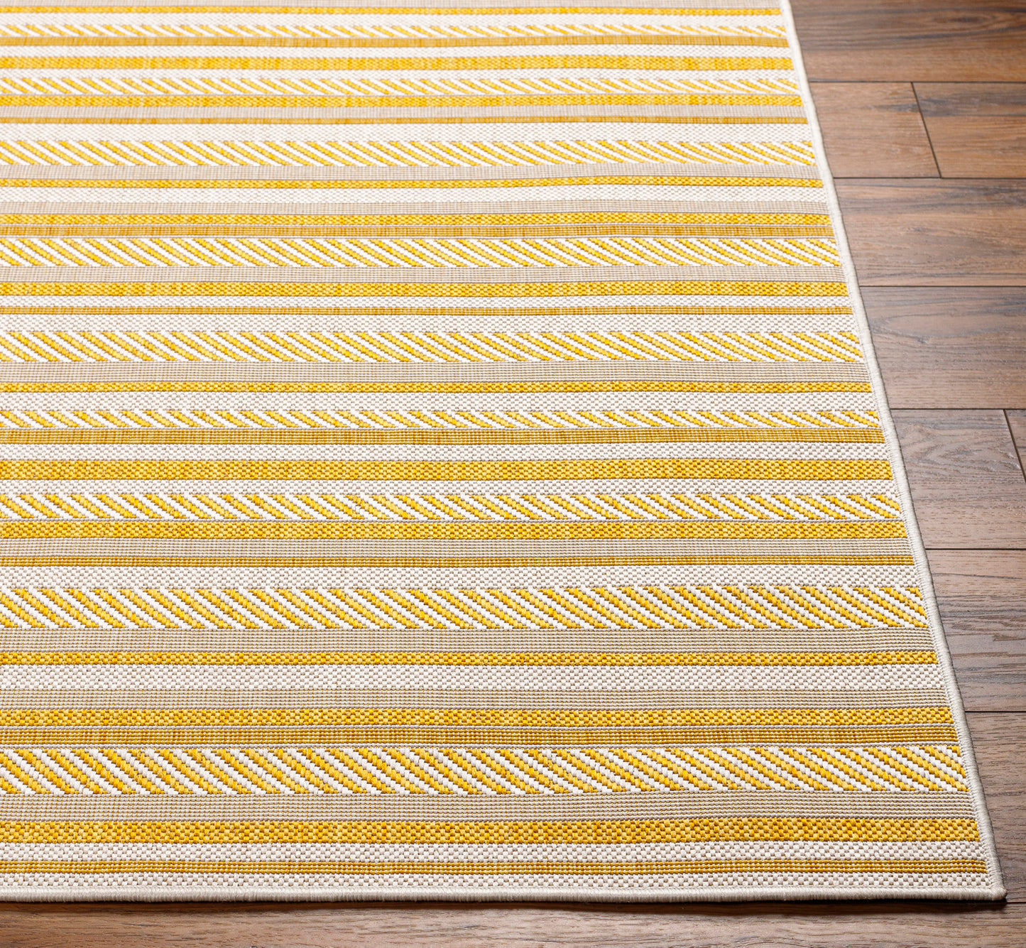 Eagean Global Yellow Modern Stripe Global Rug