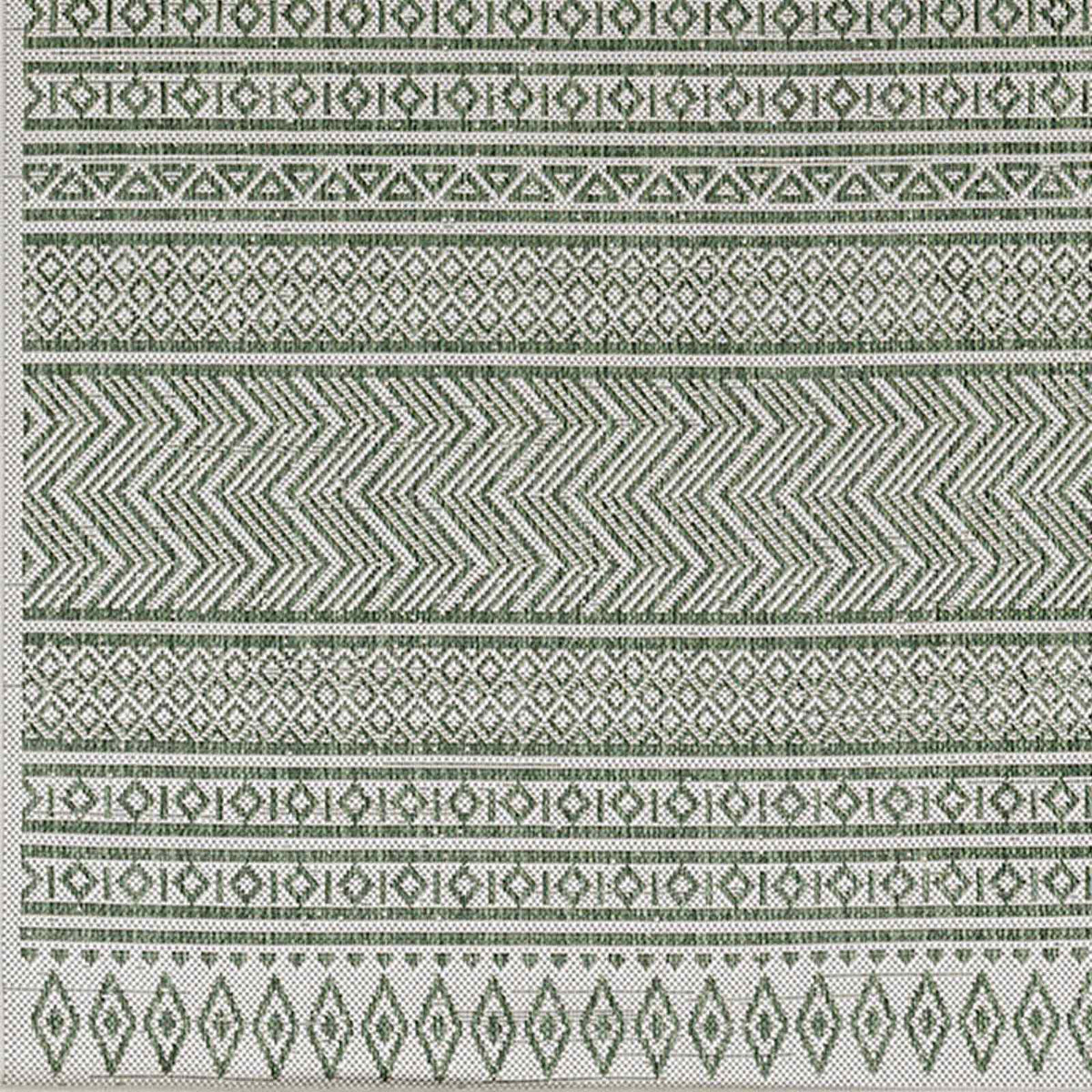 Eagean Global Green Geometric Tribal Rug