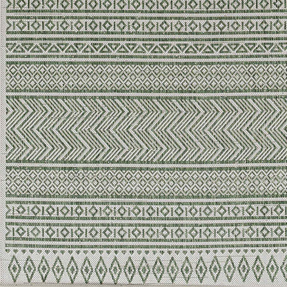 Eagean Global Green Geometric Tribal Rug