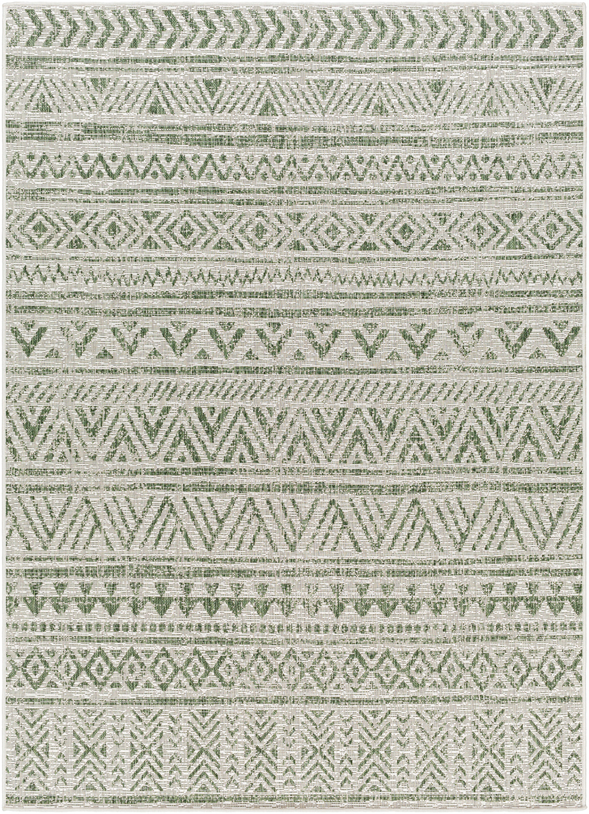 Eagean Global Green Tribal Geometric Rug