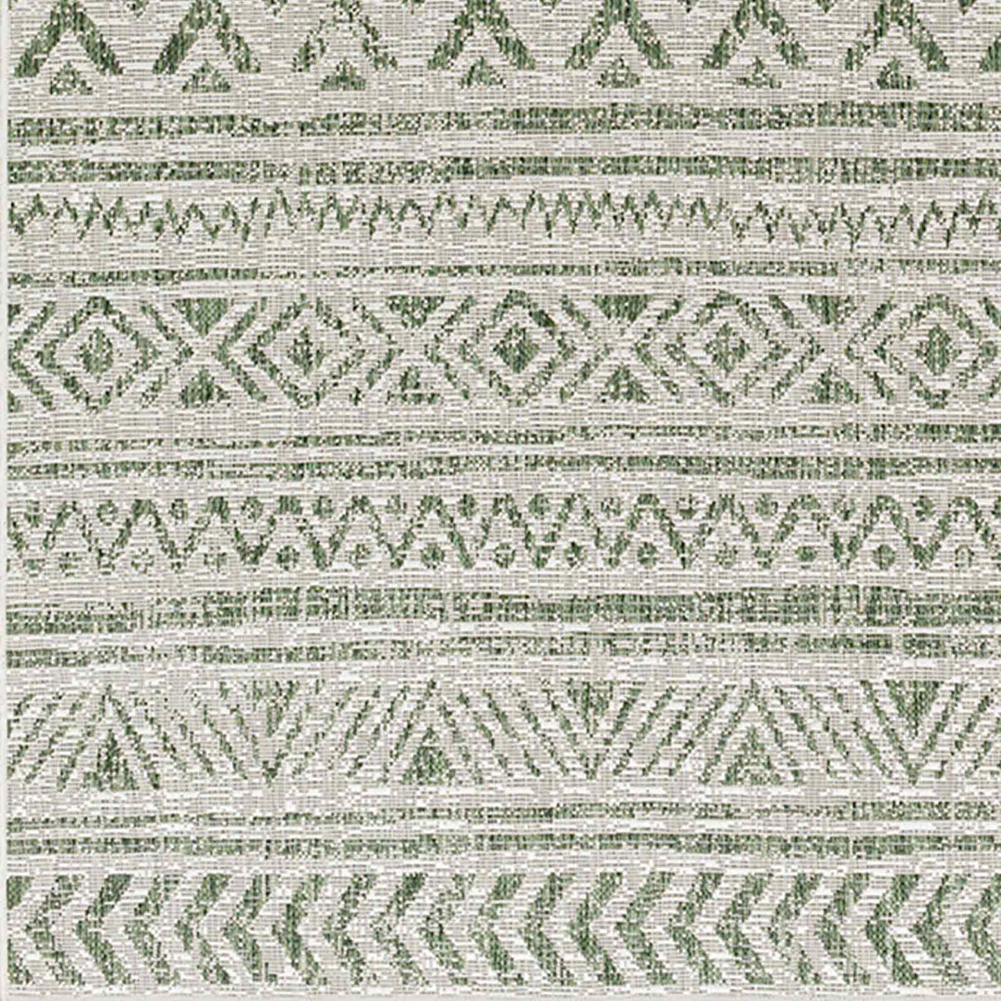 Eagean Global Green Tribal Geometric Rug