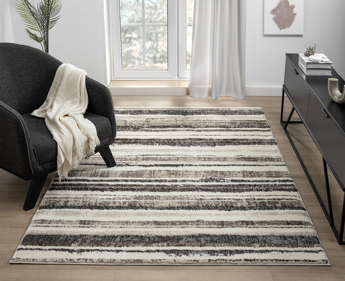 Eleanor Linear Brown Mocha Rug