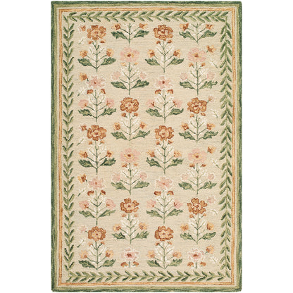Fairfax Global Beige and Green Traditional Wool Rug