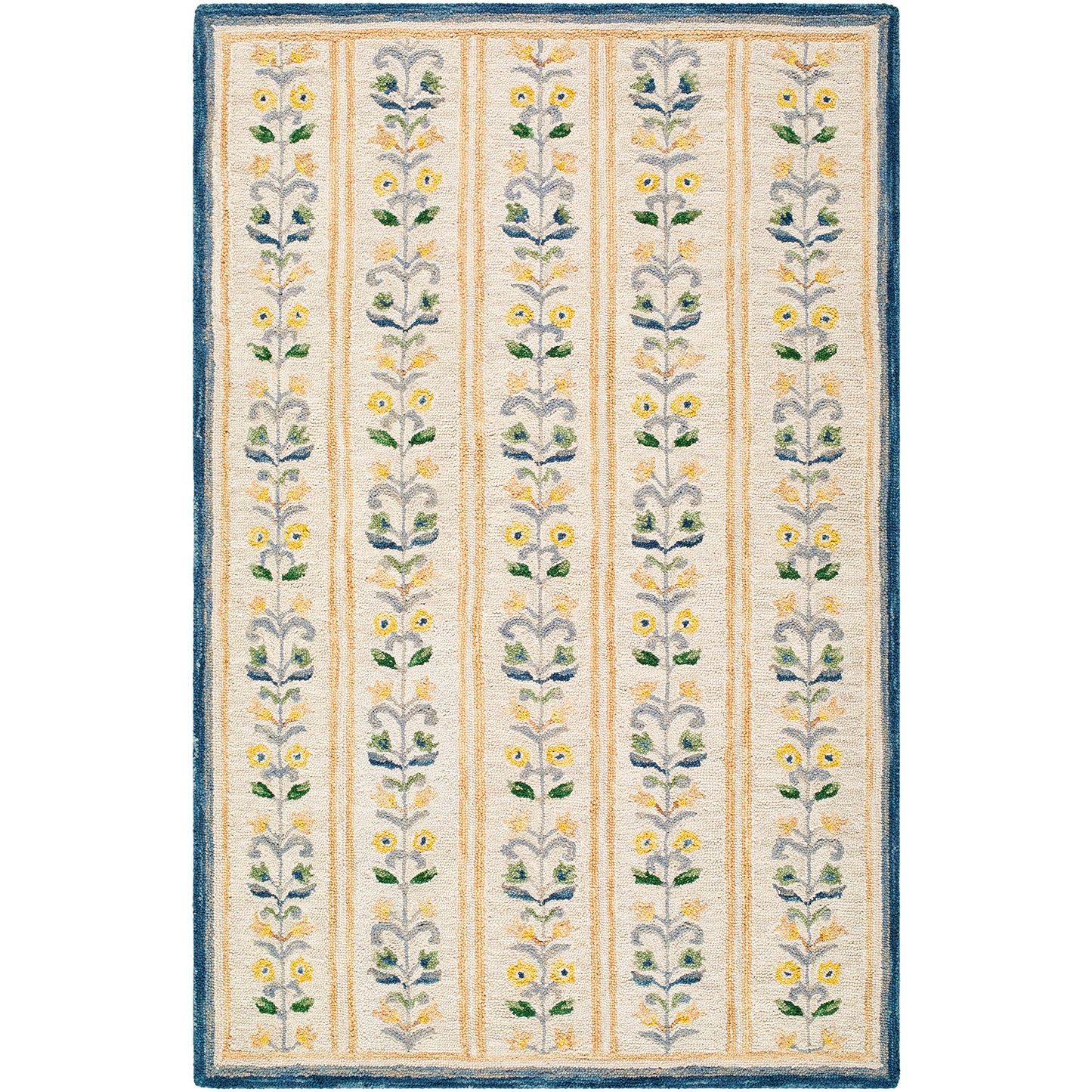 Fairfax Global Blue and Beige Traditional Wool Rug