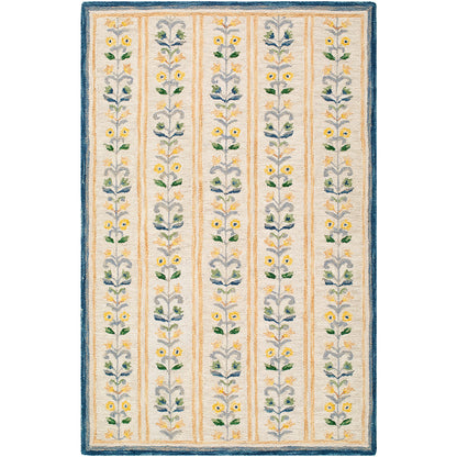Fairfax Global Blue and Beige Traditional Wool Rug