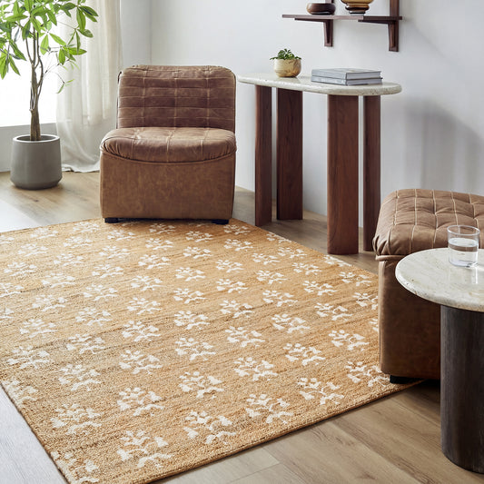 Fiorina Global Sandstone and Cream Jute Rug