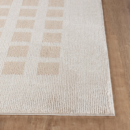 Fossay Cream and Beige  Washable Modern Shaggy Rug