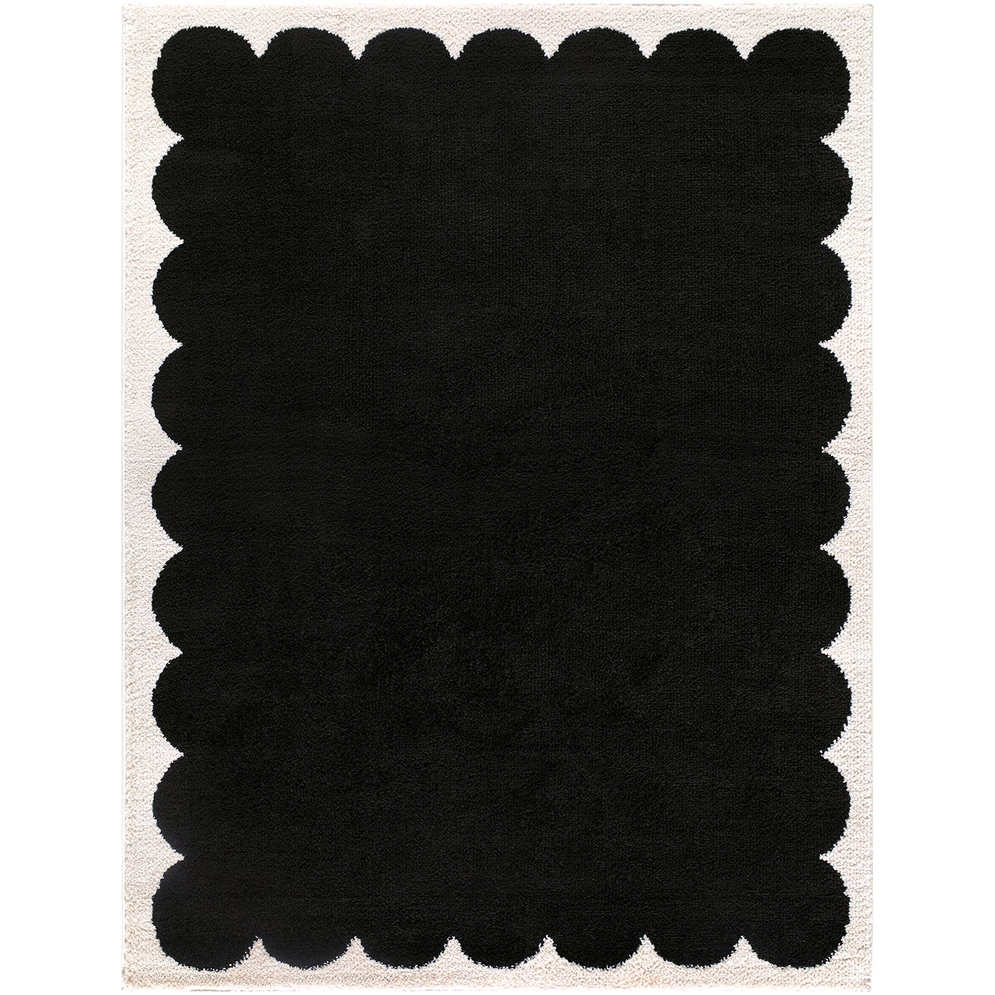 Fossay Black and Cream and Washable Modern Shaggy Rug