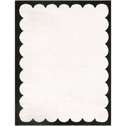 Fossay Cream and Black and Washable Modern Shaggy Rug