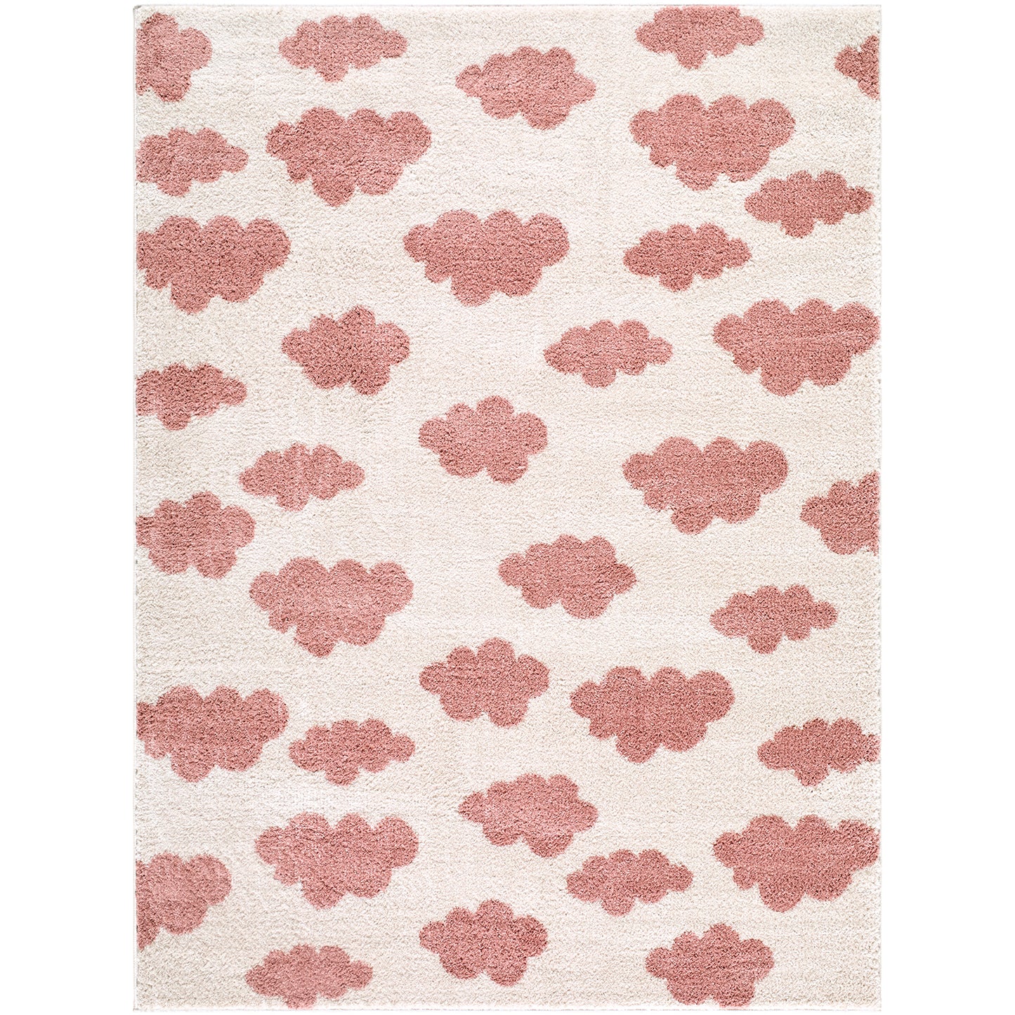Fossay Cream and Pink Washable Modern Shaggy Rug